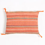 Striped & Tasseled Slub Coral Lumbar Cover