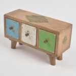 Hand Cut Distress Wooden Mini Chest Of 3 Drawers