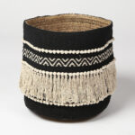 Handwoven Monotone Tasseled Storage Basket