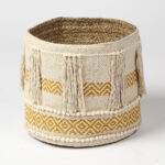 Handwoven Honey Tasseled Storage Basket