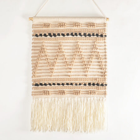 Handwoven Wool & Cotton Sandy Chevron Wall Hanging