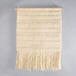 Handwoven Wool & Cotton Neutral Fringed Wall Hanging