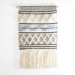 Geometric Fringed Handwoven Cotton & Wool Wall Hanging