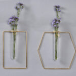 Geometric Glass & Metal Test tube Planter Vases (Set of 2)