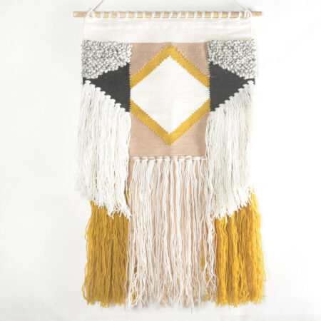 Handwoven & Diamond Tufted Layered Fringed Wall Hanging