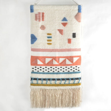 Handwoven & Tufted Abstract Geometric Fringed Wall Hanging