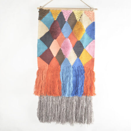 Handwoven Geometric Fringed Wall Hanging