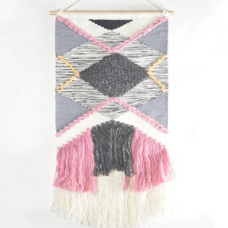 Handwoven & Tufted Geometric Fringed Wall Hanging
