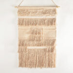 Handwoven Cotton Beige Fringed Wall Hanging