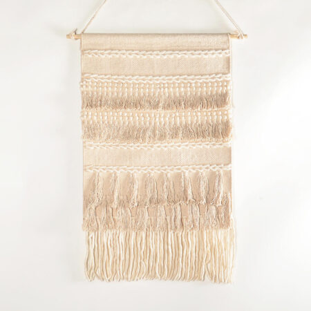 Handwoven Cotton & Wool Neutral Fringed Wall Hanging