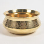 Ornate Embossed Brass Rice Handi Pot (350 ml)
