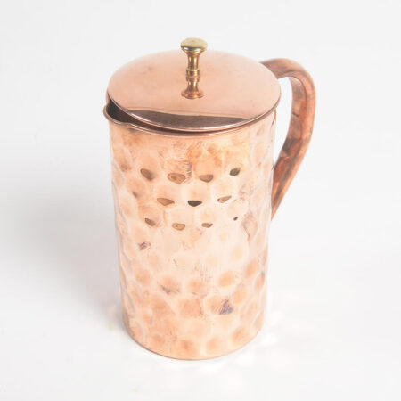 Hammered Honeycomb Patterned Jug with Brass Knob - 1000 ml