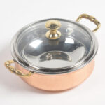 Handcrafted Steel Copper Casserole with Glass Lid (Dia 6.8")