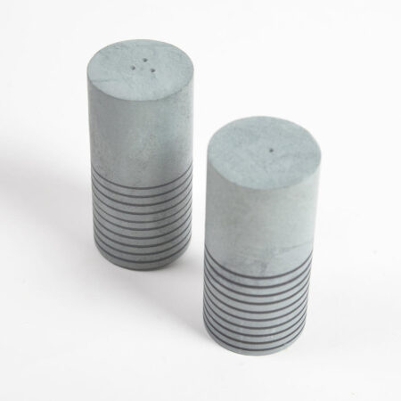 Turned Grey Stone Salt & Pepper Shakers