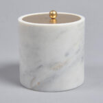 Turned Stone Jar with Metallic Lid