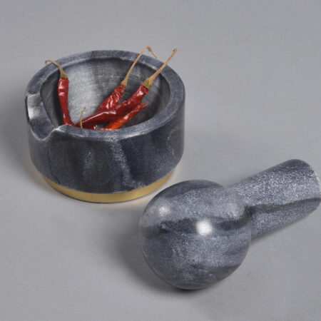 Turned Black marble Mortar & Pestle Set