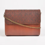 Hand Carved Wood & Tanned Leather Sling Bag