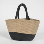 Braided Jute & Cotton Monotone Grocery Tote Bag