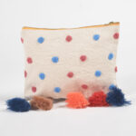 Polka Dot Embroidered Tasseled Travel Pouch