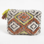Quilted & Embroidered Diamonds Cotton Travel Pouch