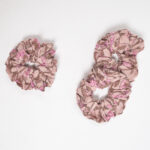 Block Printed Dusty Rose Scrunchie Hair Ties (set of 3)