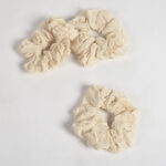 Luster Striped Ivory Scrunchie hair ties (set of 3)