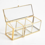Minimal Glass & Metal 3-Compartment Jewelry Box